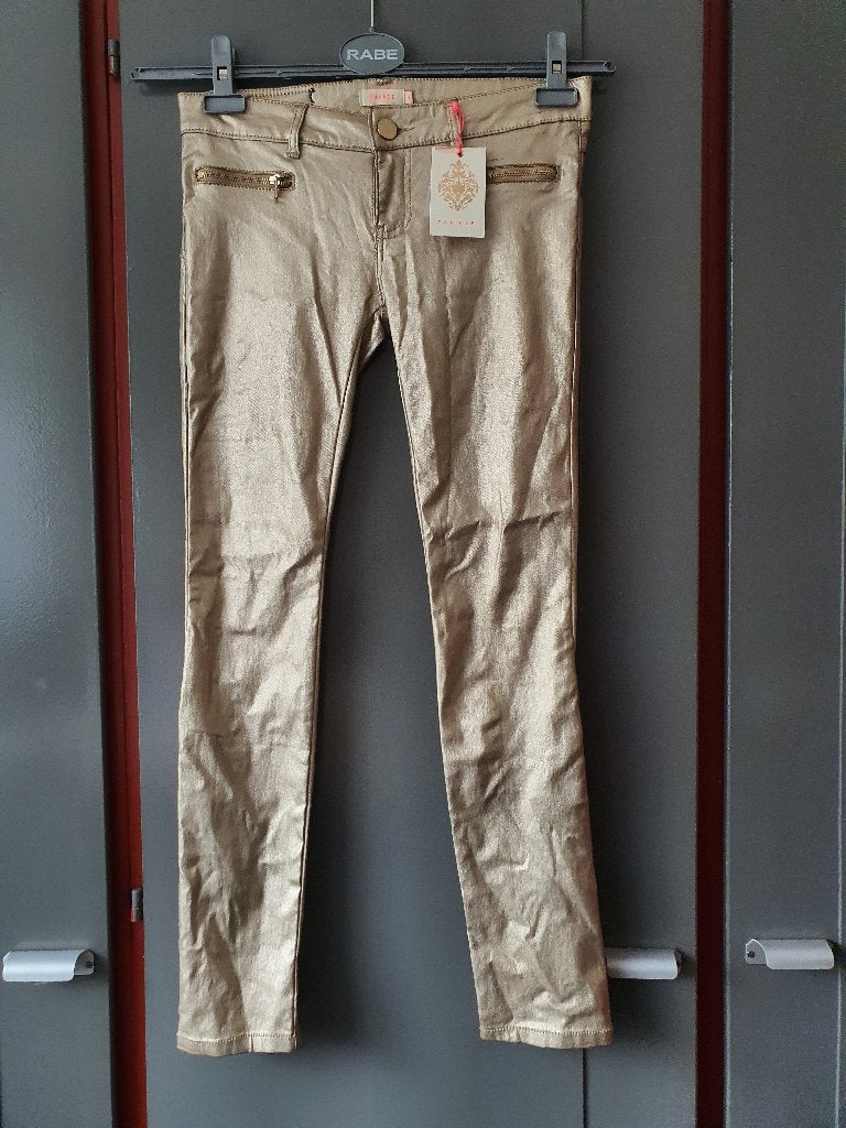 tahnee Gouden Skinny Broek | Maat S (36), Overige kleuren, Ophalen of Verzenden, Zo goed als nieuw, Maat 36 (S)