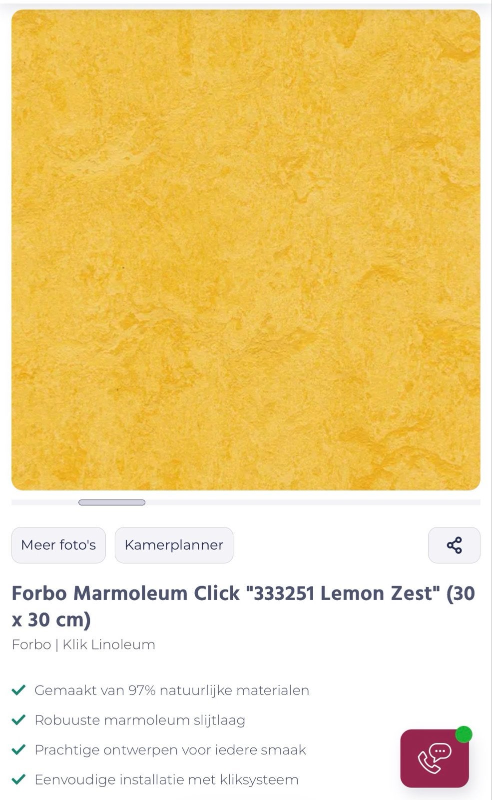 Forbo Marmoleum Click Lemon Zest - 0,63 m2 (1pak), Ophalen, Gebruikt, Overige kleuren, Overige typen