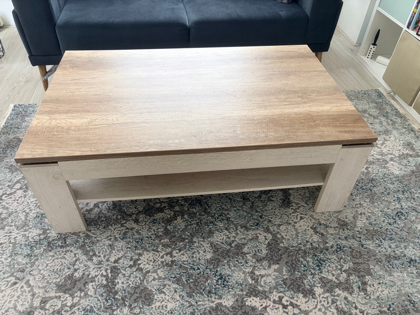 Zware salontafel met gebruikssporen gratis af te halen, Huis en Inrichting, Ophalen, Gebruikt, 100 tot 150 cm, 50 tot 100 cm