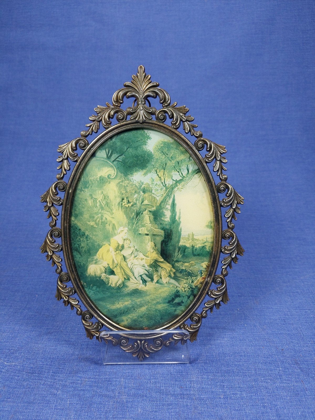 Antieke ovale lijst met romantische scène, Antiek en Kunst, Ophalen of Verzenden