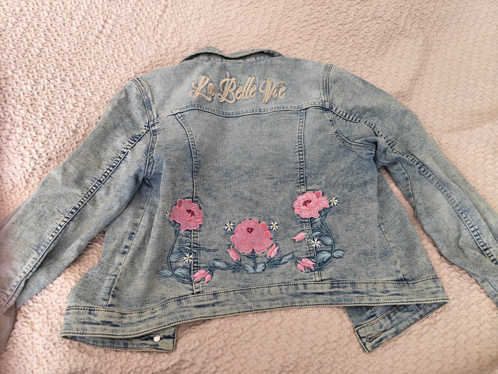 H&M spijkerjasje maat 164 met geborduurde bloemen, Kinderen en Baby's, Kinderkleding | Maat 164, Meisje, H&M, Ophalen of Verzenden