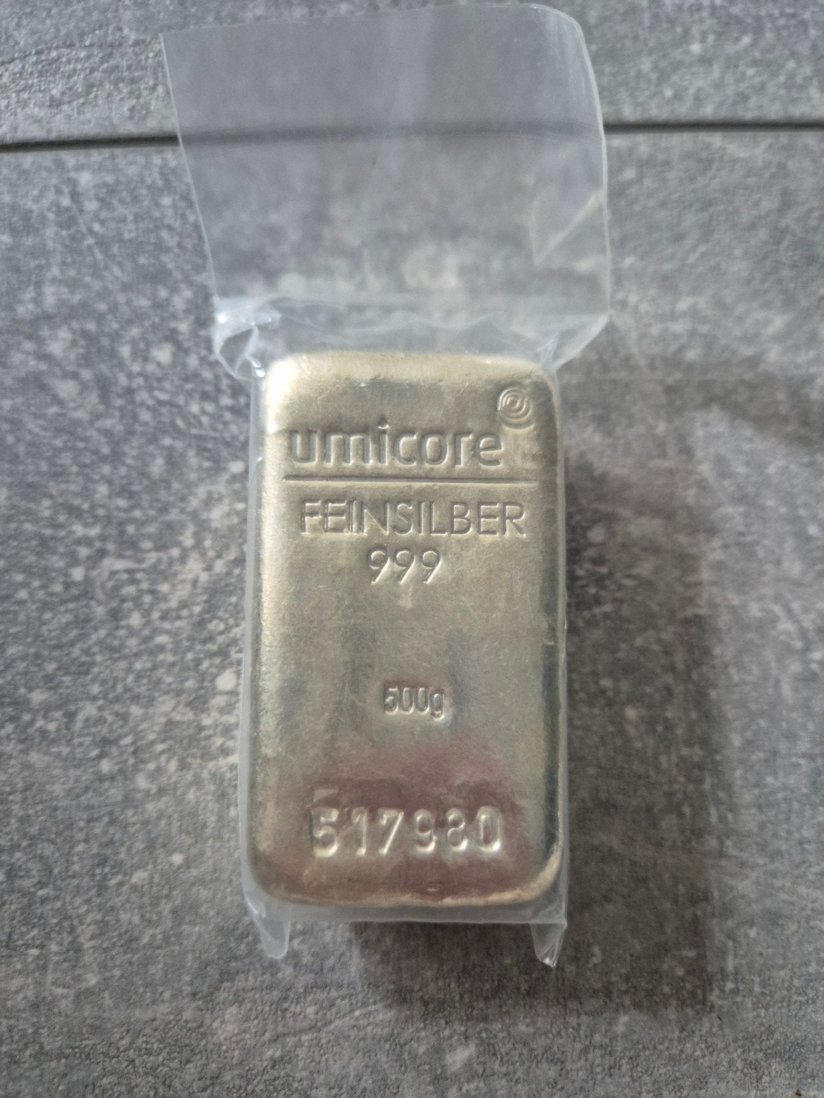 Umicore Feinzilver 999 - 500g Zilverbaar, Ophalen of Verzenden, Zilver