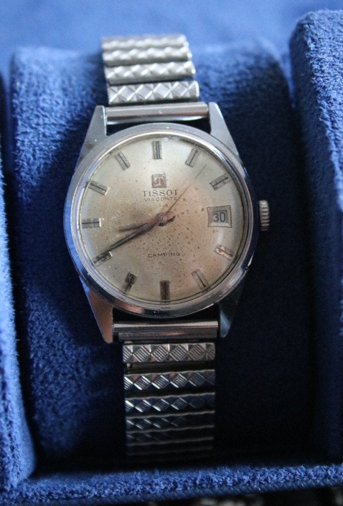 Vintage Tissot Visodate Camping 33mm, Staal, Met bandje, Tissot, Polshorloge