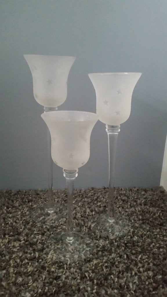 3 sierlijke kelken - 20,5 / 25,7 / 28 cm hoog, Ophalen of Verzenden, Gebruikt, Overige materialen, Kandelaar