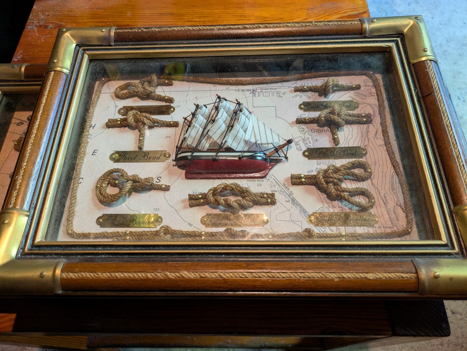 Vintage Scheepsknopen Lijsten met Zeilschip Decoratie, Ophalen of Verzenden, Gebruikt