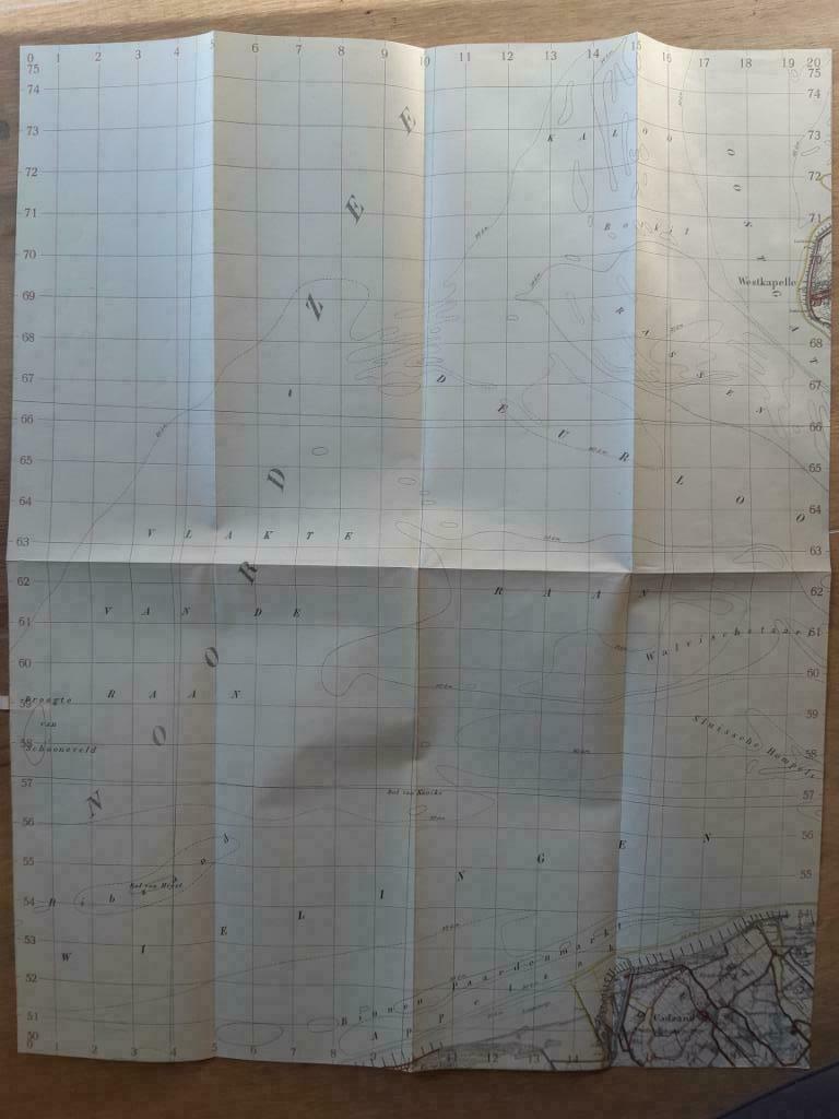 047 / cadzand en Noordzee Stafkaart uit 1940 WOII, Ophalen of Verzenden, 1800 tot 2000, Landkaart, Zo goed als nieuw