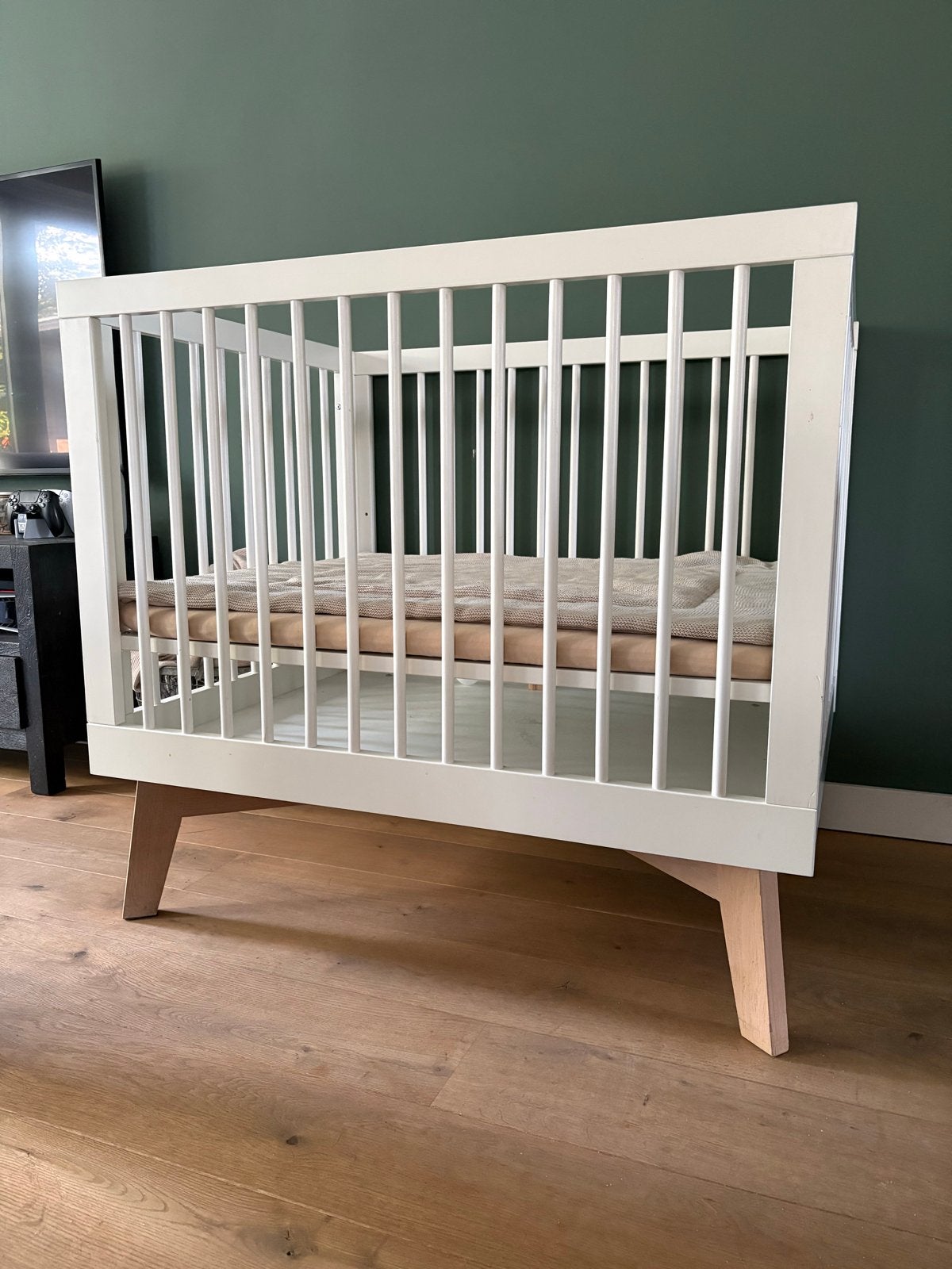 Kidsmill Box Wit incl matras en boxkleed Jolein, Ophalen, Gebruikt, Rechthoekig, Boxkleed