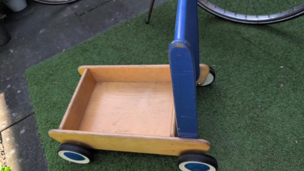Houten loopwagen / bolderkar voor baby's en peuters, Ophalen, Gebruikt, Overige typen, Met wieltjes