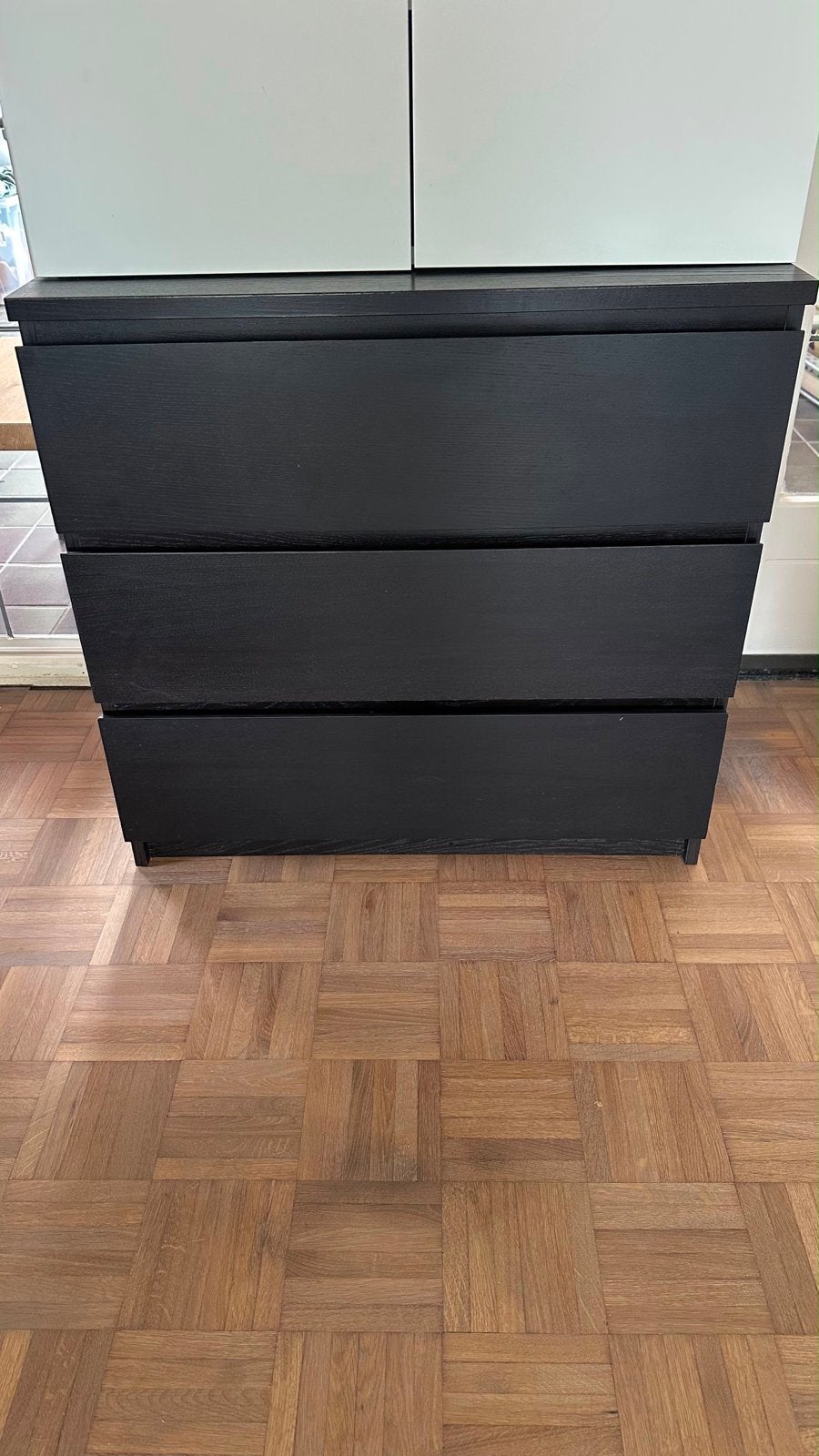 IKEA Malm ladekast met 3 lades, houtfineer, zwart, Huis en Inrichting, Kasten | Ladekasten, Ophalen, Gebruikt, 50 tot 100 cm, 3 of 4 laden