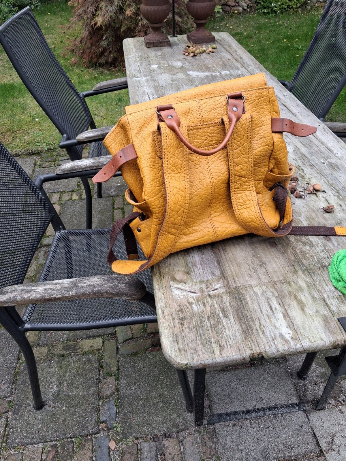leren rugtas Paul Marius, Ophalen, Zo goed als nieuw, Bruin, 5 cm of meer