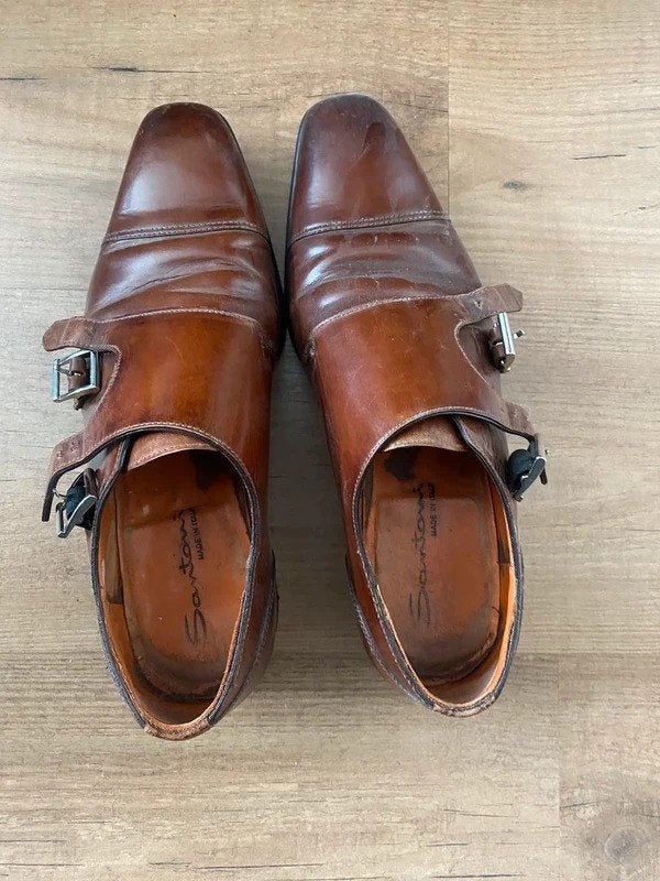 Santoni gespschoenen - Bruin leer, Bruin, Ophalen of Verzenden, Gespschoenen, Santoni