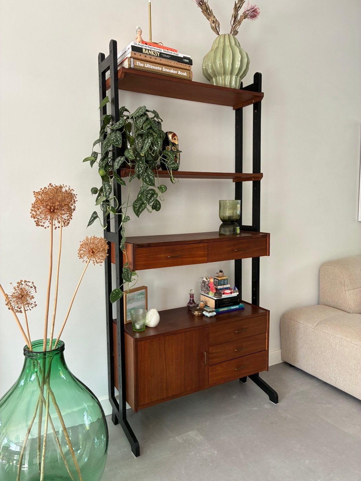 Simpla lux houten wandkast, vintage jaren 60, 180x84x32cm, Ophalen, Gebruikt, Met deur(en), 50 tot 100 cm