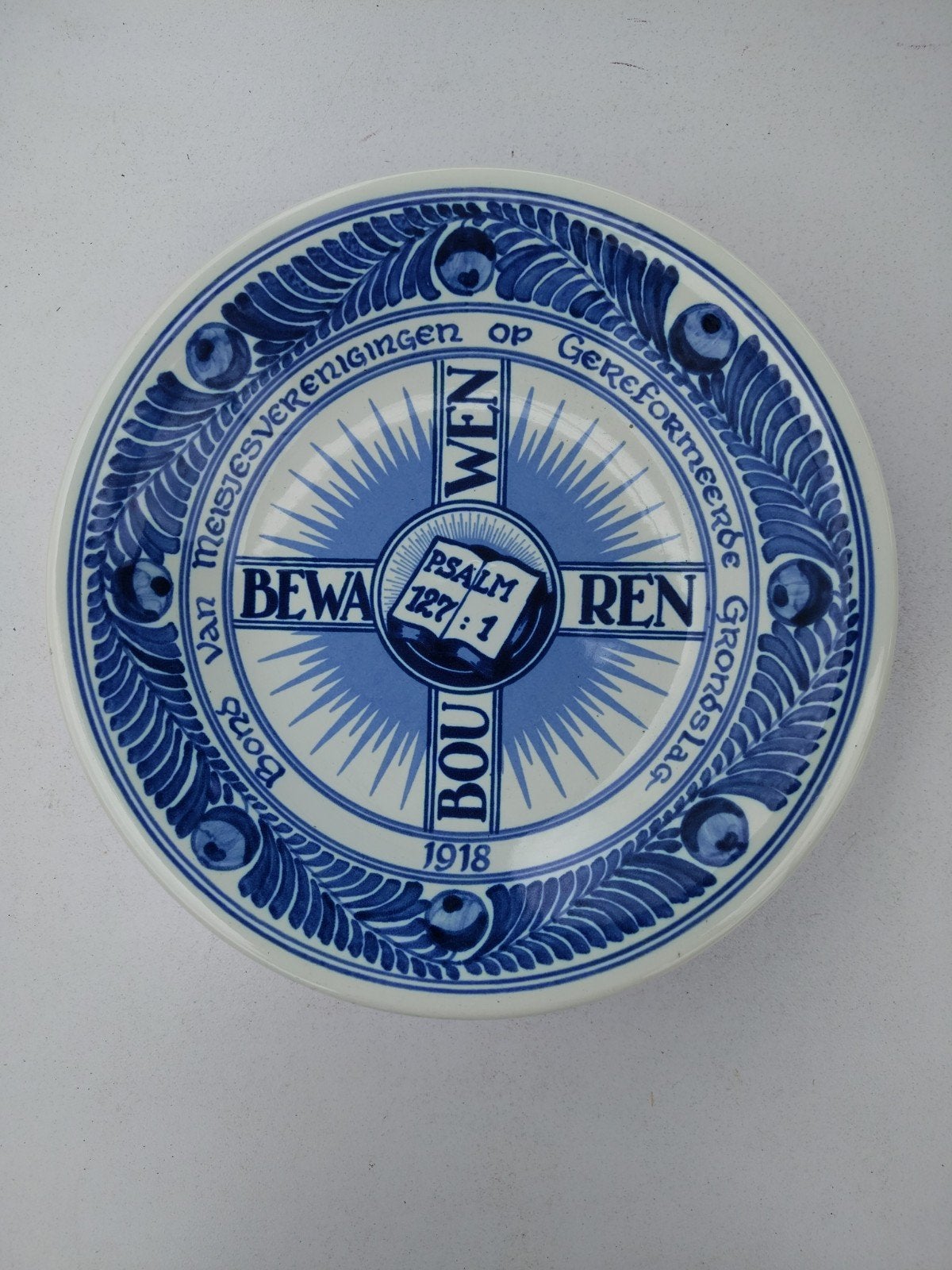 Antiek Delfts Blauw Gedenkbord 1918 -, Antiek en Kunst, Antiek | Wandborden en Tegels, Ophalen of Verzenden