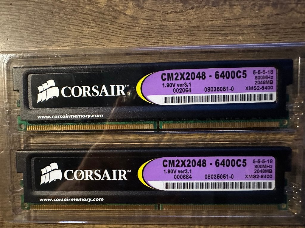 Set van 2x Corsair XMS2 2GB DDR2 RAM (Totaal 4GB - 800MHz), 800 Mhz (PC2-6400), Gebruikt, Ophalen of Verzenden, DDR2