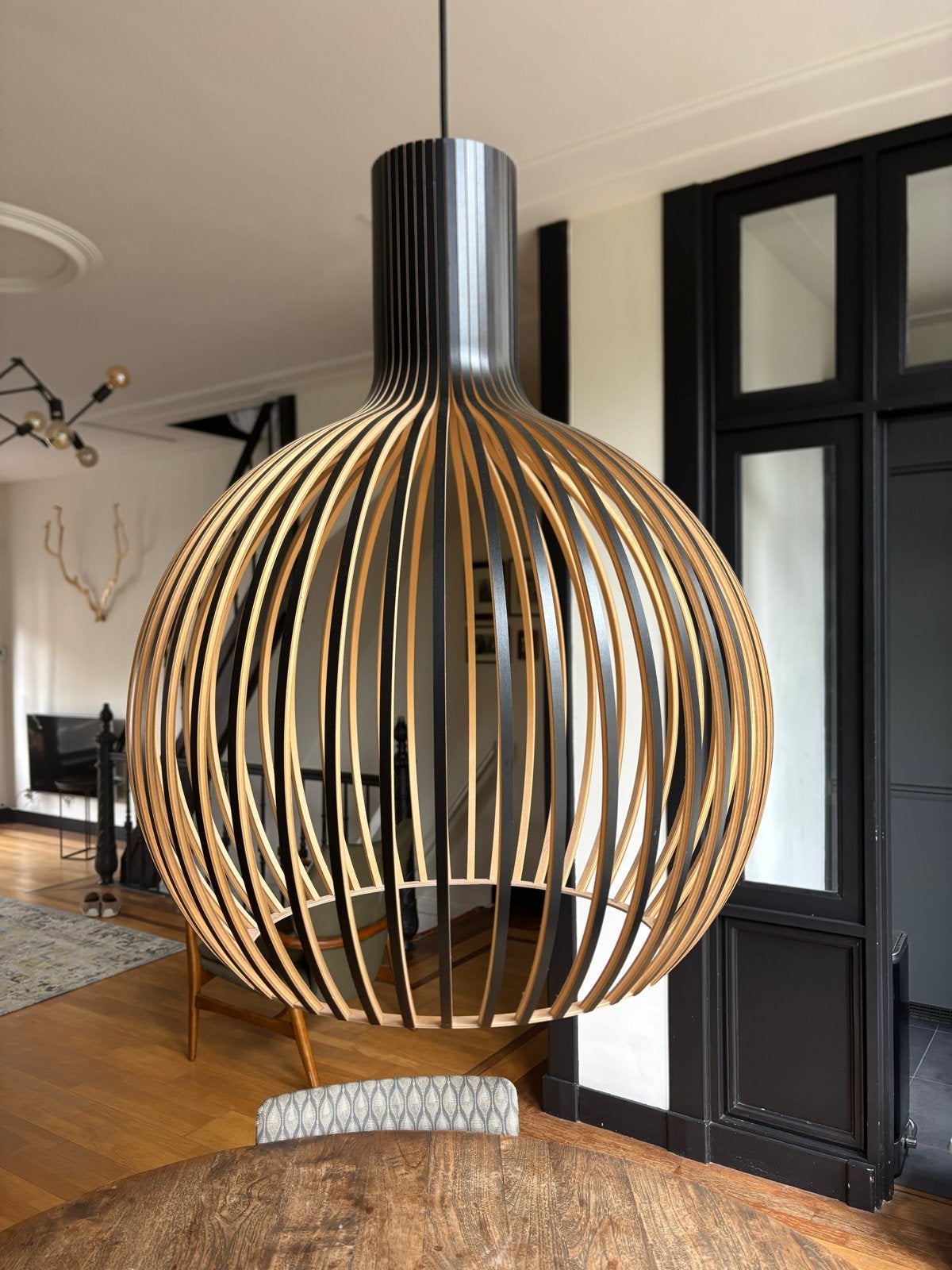 Secto Design Octo 4240 hanglamp - Zwart/Naturel, Ophalen, Zo goed als nieuw, Hout, E27 (groot)