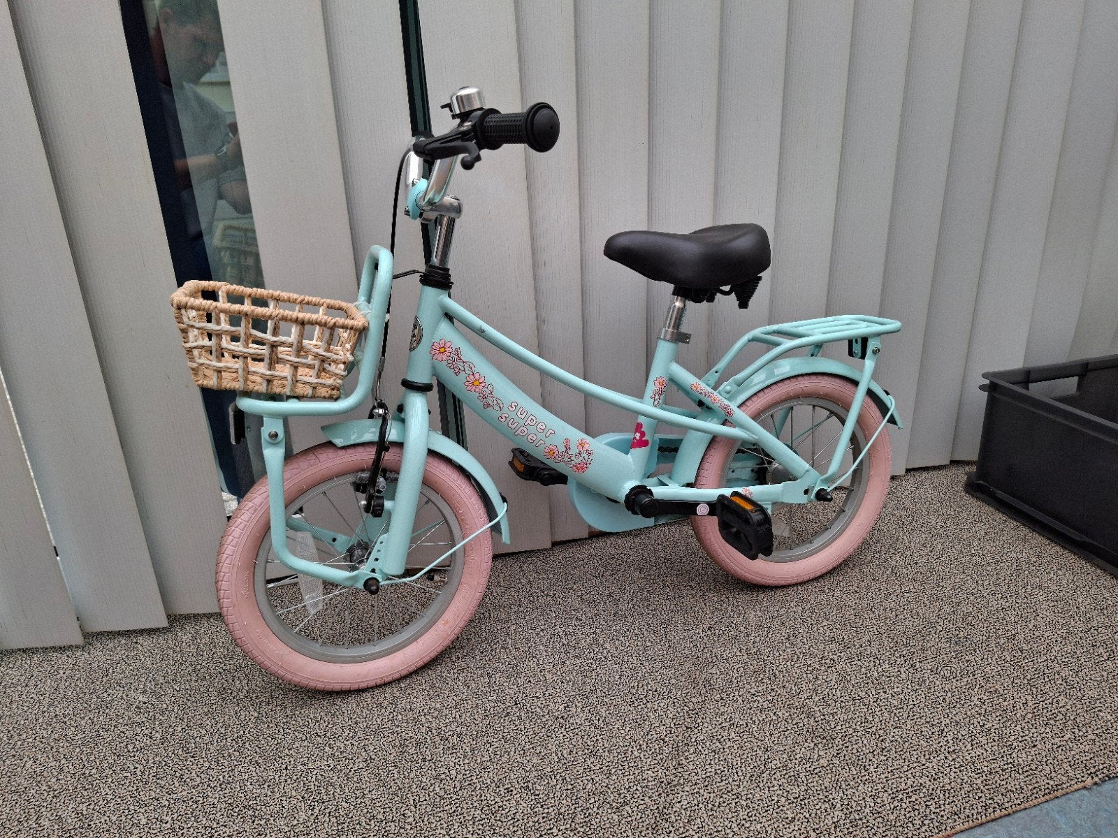SuperSuper meisjes fiets 14 inch z.g.a.n, Ophalen, Zijwieltjes, Supersuper, Minder dan 16 inch