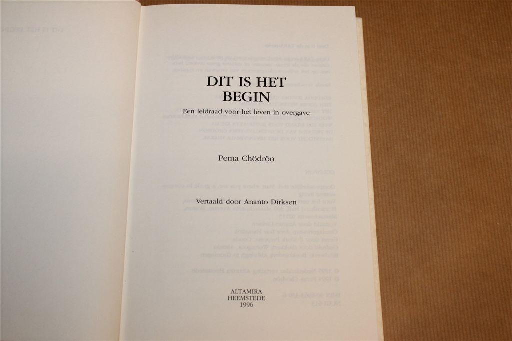 Dit is het Begin — Boeddhisme & Overgave — Chodron 1995, Ophalen of Verzenden, Gelezen, Overige onderwerpen, Achtergrond en Informatie