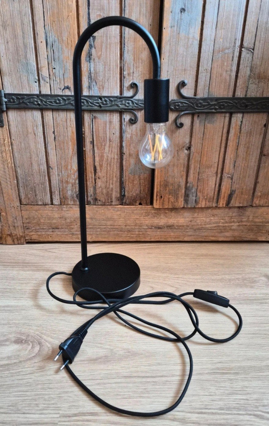 Gamma dirk tafellamp zwart metaal, Met schakelaar, 45 cm, Zo goed als nieuw, Zwart
