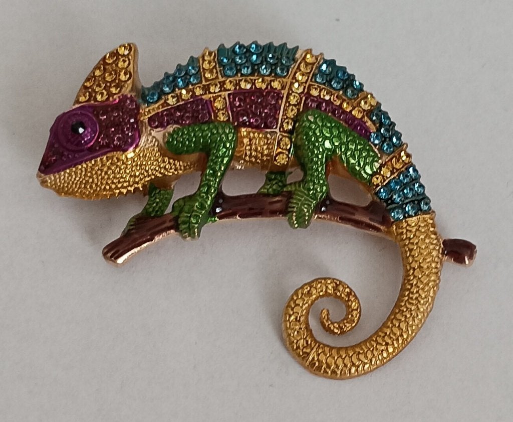 Kameleon broche, Sieraden, Tassen en Uiterlijk, Overige materialen, 4 tot 7 cm, Overige kleuren, Nieuw