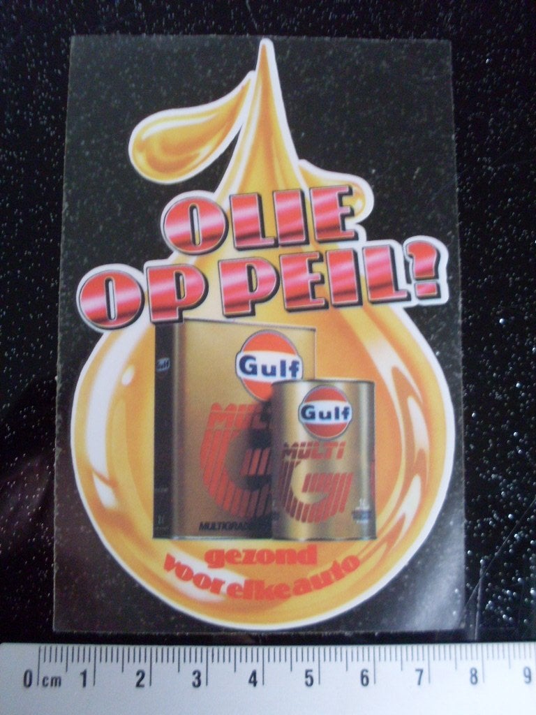 ruit sticker gulf! logo olie op peil!, Verzamelen, Stickers, Zo goed als nieuw, Merk, Verzenden