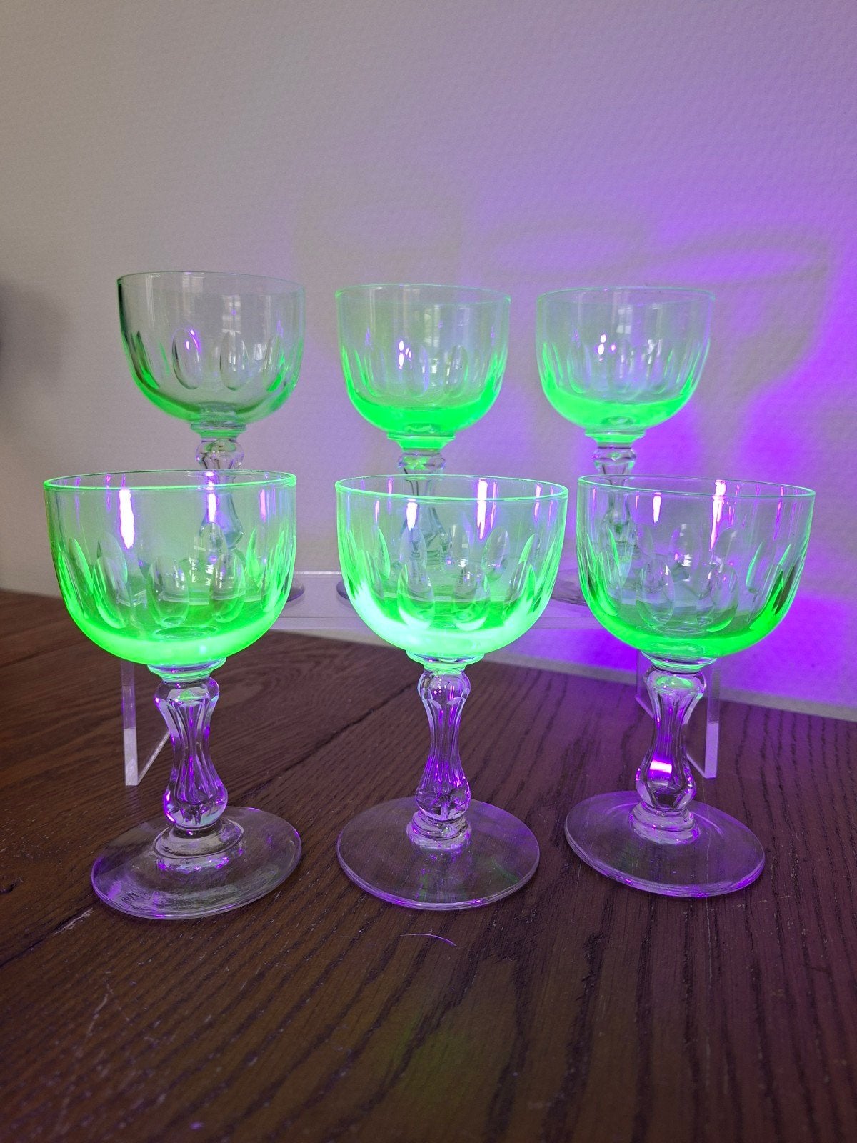 Val Saint Lambert aperitief glaasjes Uraniumglas, Ophalen of Verzenden