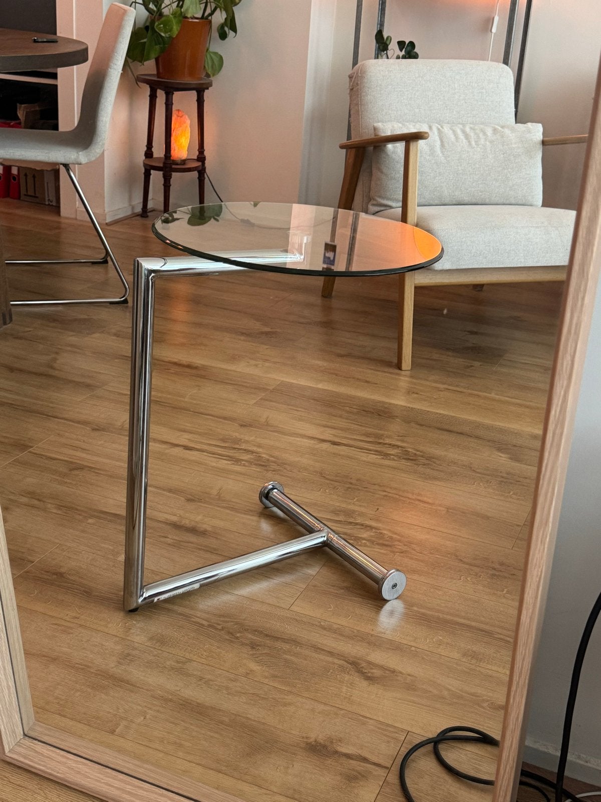 Kare Design Easy Living Bijzettafel - Transparant Glas & Chr, Minder dan 55 cm, Rond, Ophalen, 45 tot 60 cm