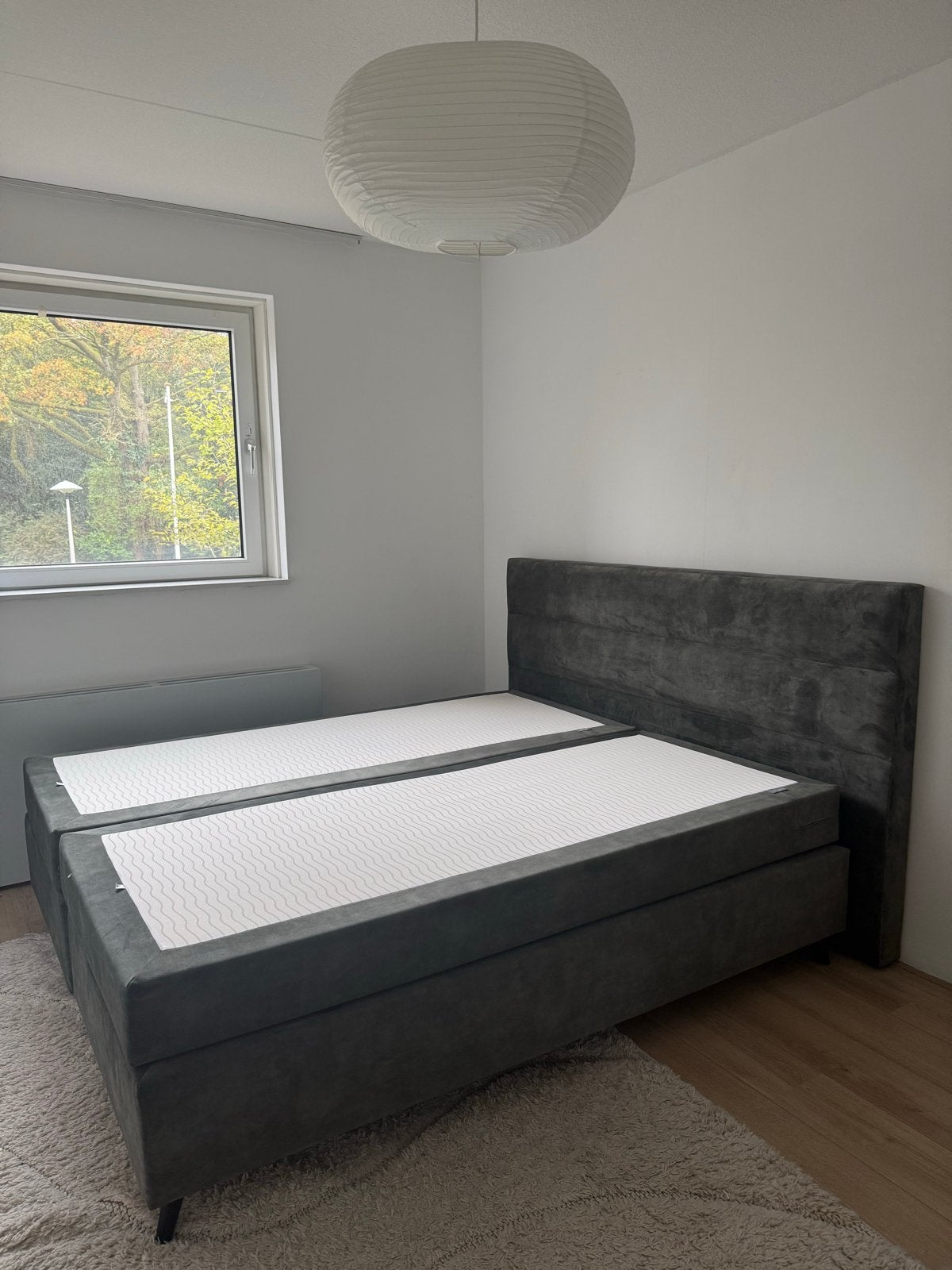 Boxspringset morgana 180x210 groen velours, Ophalen, 210 cm, Tweepersoons, Zo goed als nieuw