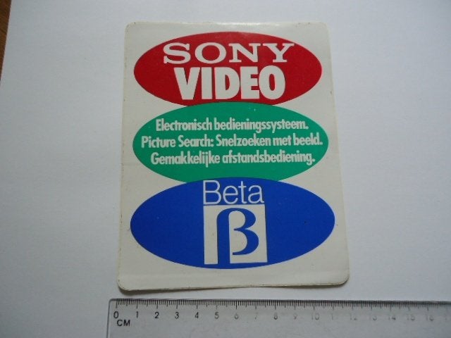 sticker oud SONY VIDEO videorecorder film betamax retro, Verzenden, Zo goed als nieuw, Bedrijf of Vereniging