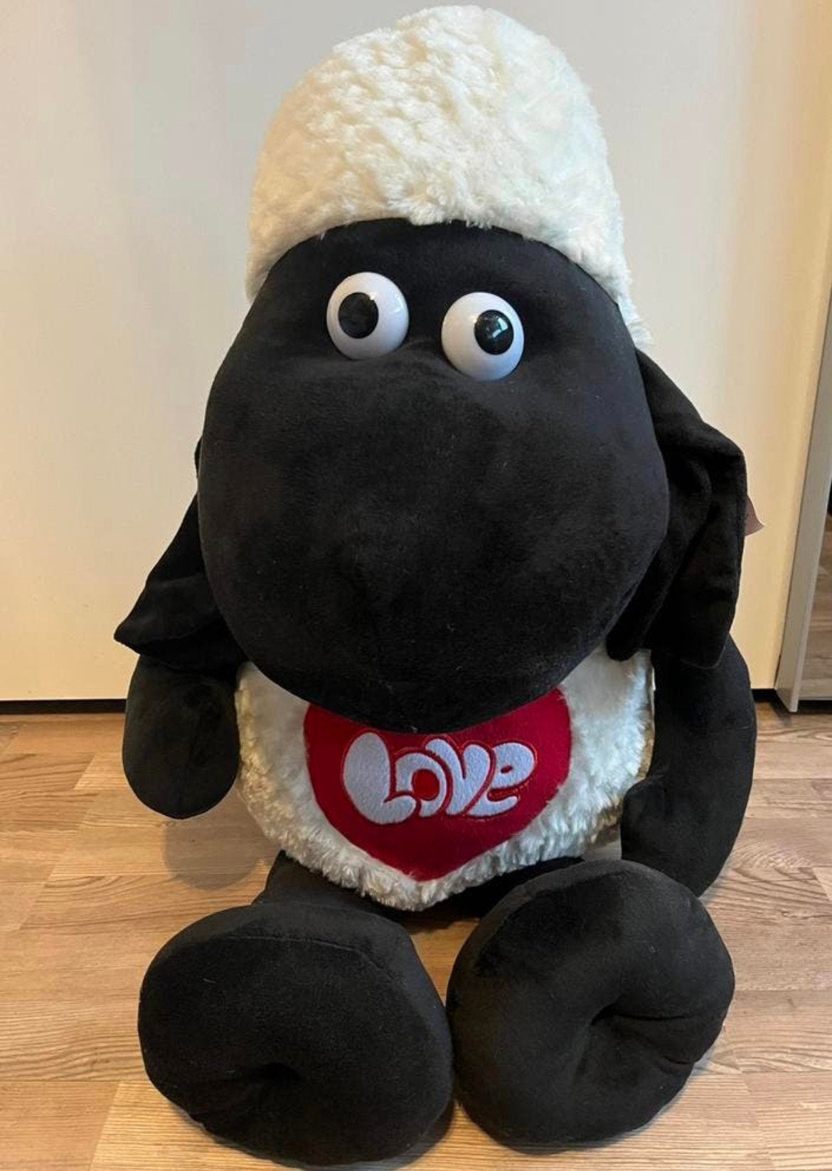 Nog nieuw 85 cm pluche schaap, met kaartje eraan, Ophalen of Verzenden, Zo goed als nieuw, Overige typen