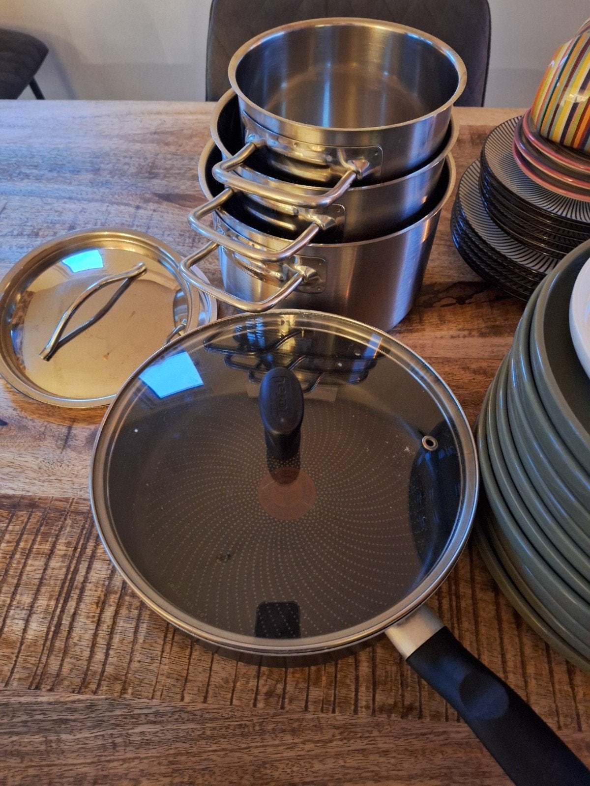 Tefal Braadpan en Sola Pannenset (3 stuks), Ophalen, Braadpan, Rvs, Geschikt voor inductie