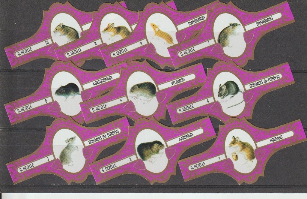 reeks 206   knaagdieren  1-10    sigarenbanden, Verzamelen, Ophalen of Verzenden, Zo goed als nieuw, Sigarenbandjes