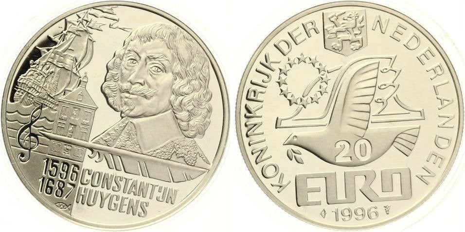 Nederland 20 euro 1996 Prooflike ZILVER, Postzegels en Munten, Koningin Beatrix, Zilver, Euro's, Ophalen of Verzenden