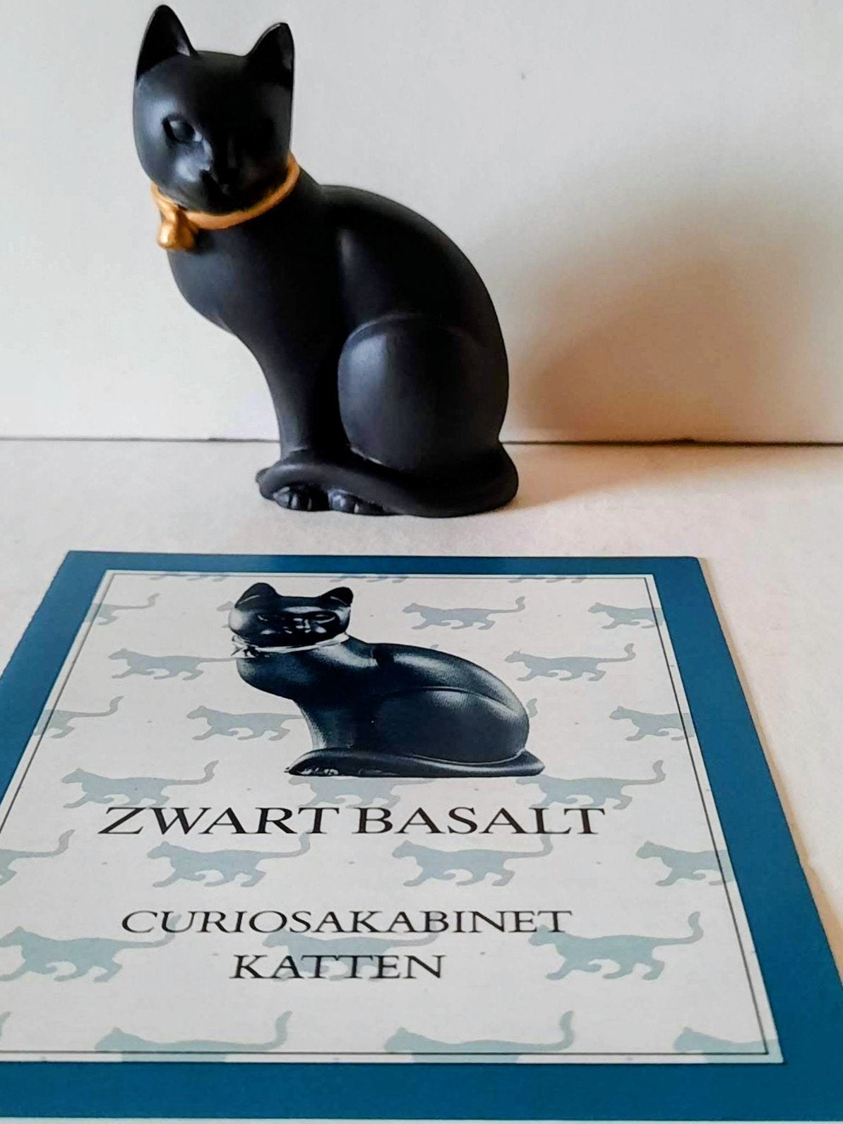 Franklin Mint Curio Cat "Zwart Basalt", 1988, Ophalen of Verzenden, Nieuw, Dier