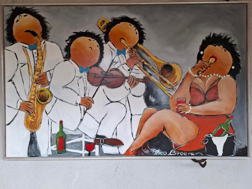 Theo broeren groot schilderij 163x103 cm heeft 975e gekost, Antiek en Kunst, Ophalen of Verzenden