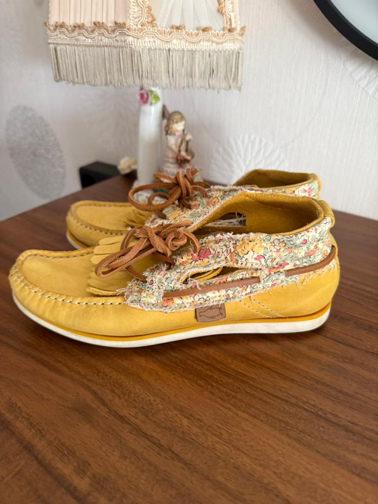 Dolfie leren zomerschoenen, Kleding | Dames, Schoenen, Verzenden, Geel, Overige typen, Zo goed als nieuw