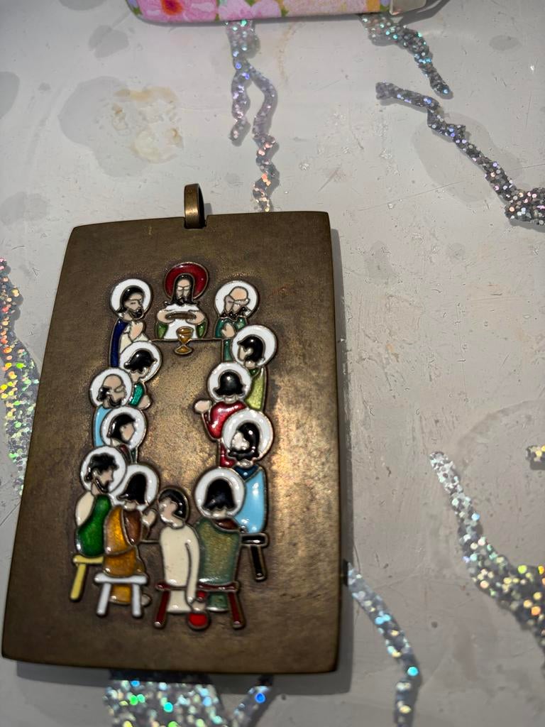 Vintage bronzen hanger 'Het Laatste Avondmaal', Ophalen
