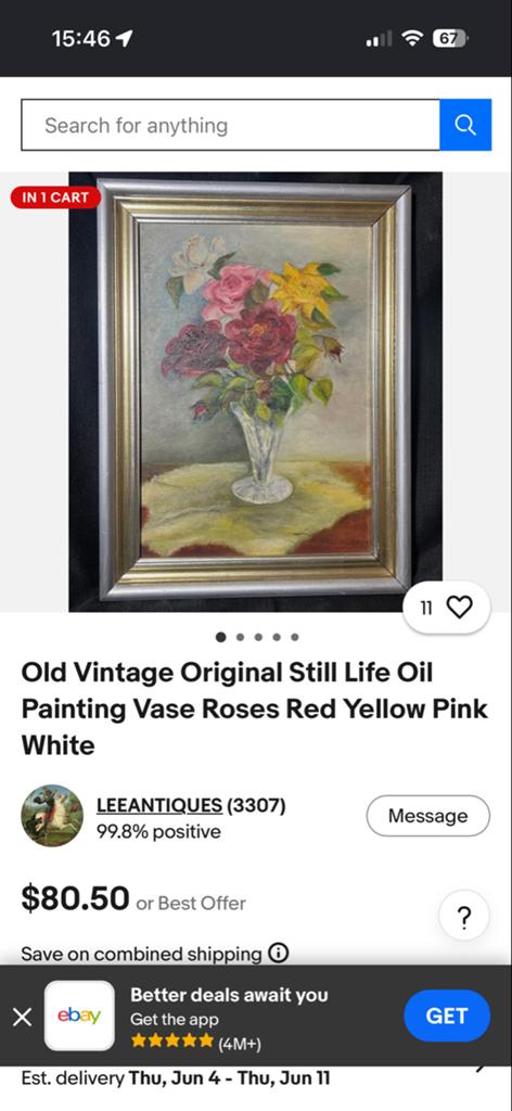 Prachtig bloemenschilderij in vaas - Een kenner weet de waar, Antiek en Kunst, Kunst | Schilderijen | Klassiek, Ophalen