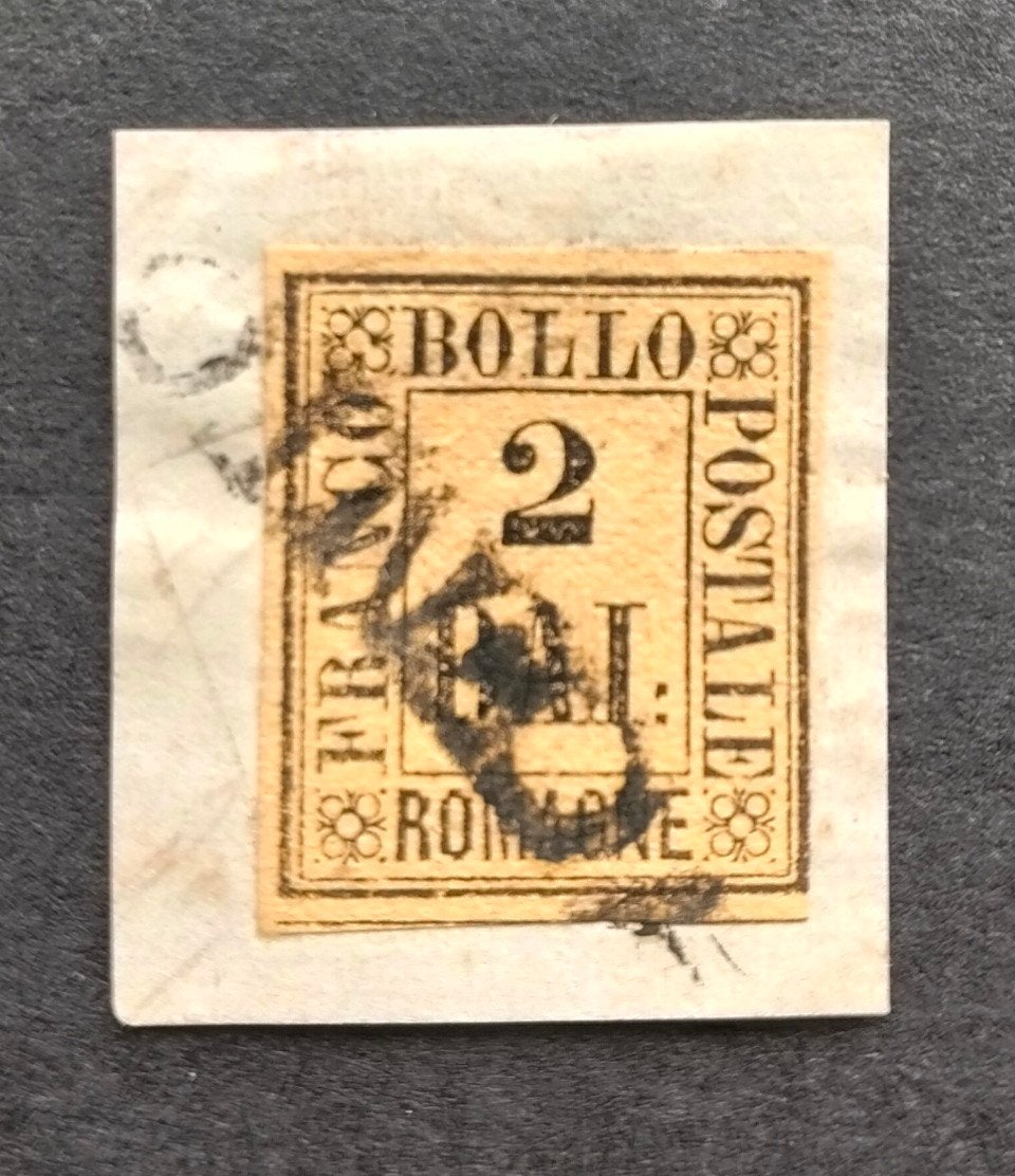 ITALIË - ROMAGNE 1859 2 baj. giallo arancio Sa3, Verzenden, Gestempeld