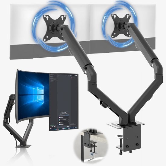 ACROPAQ Monitor arm 2 schermen – 17–27 inch – Veersteun, Ophalen, In hoogte verstelbaar, Zo goed als nieuw, Overige typen