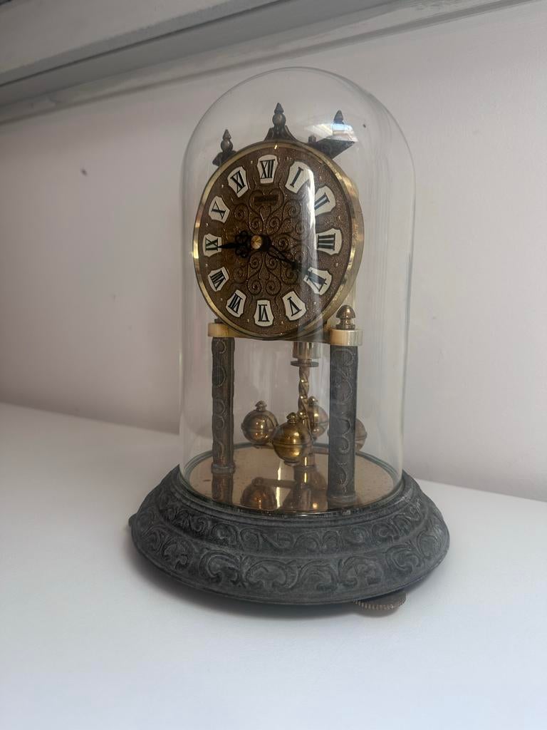 Vintage Pendule Klok met Glazen Stolp, Antiek en Kunst, Ophalen of Verzenden