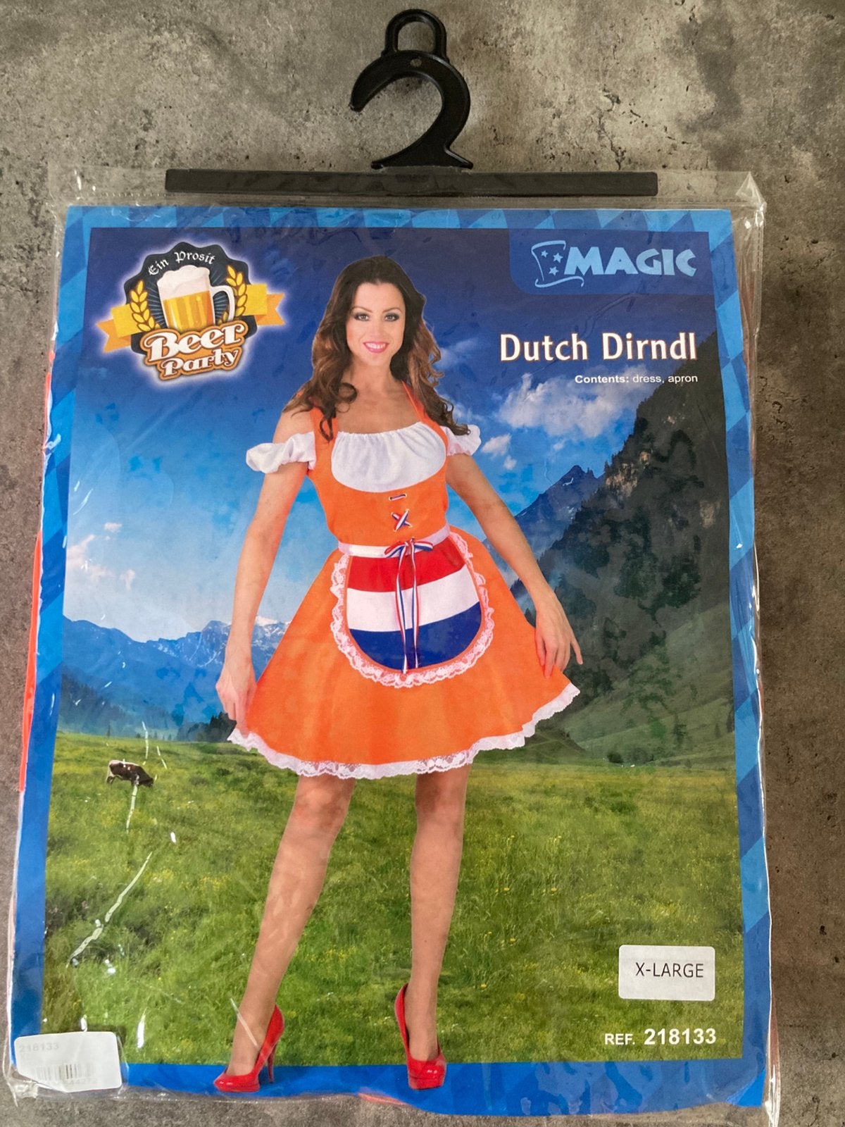 Nederlandse dirndl, oranje jurkje, Ophalen, Maat 46/48 (XL) of groter, Nieuw, Oranje of Koningsdag
