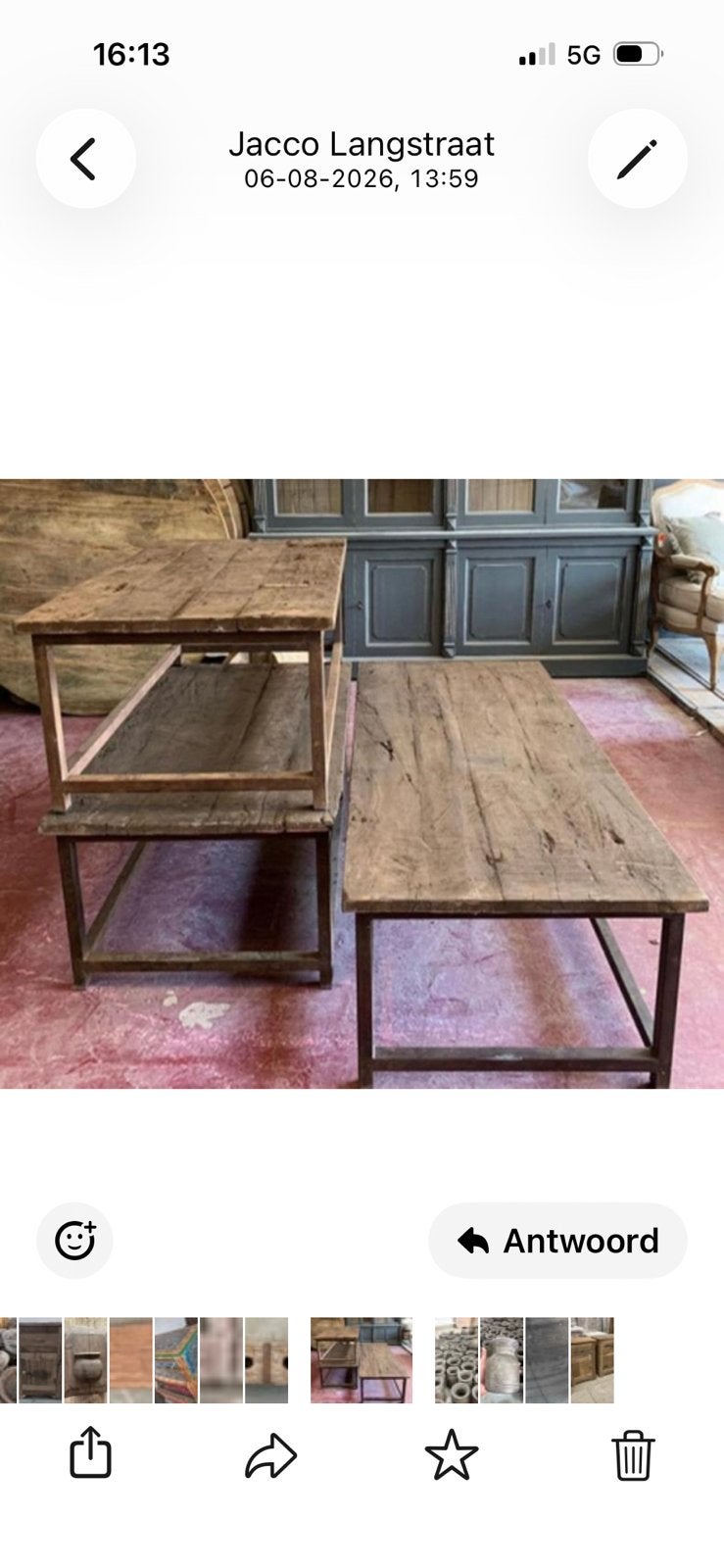 Salontafel: teakhouten blad, Antiek en Kunst, Curiosa en Brocante, Ophalen of Verzenden