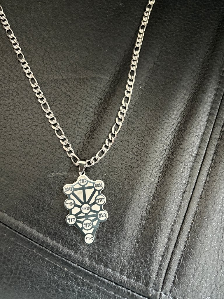 Kabbalah Sephirot Boom v/h Leven Hanger Ketting, 304 RVS, Nieuw, Ophalen of Verzenden, Zilver, Overige materialen