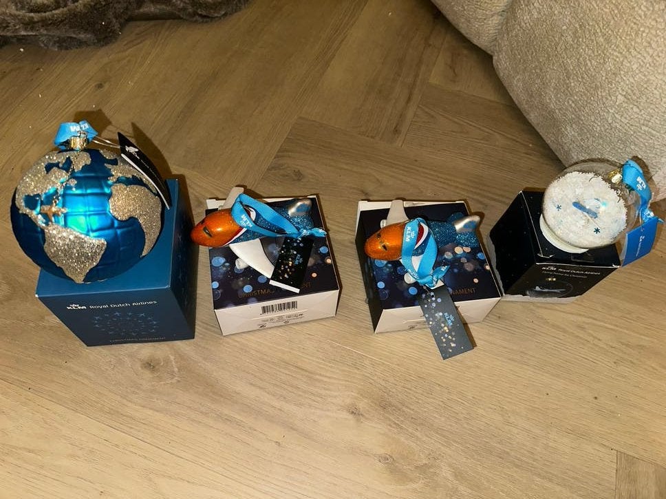 KLM vondels kerstornamenten, huisjes, orangepride, wereldbol, Ophalen of Verzenden, Nieuw