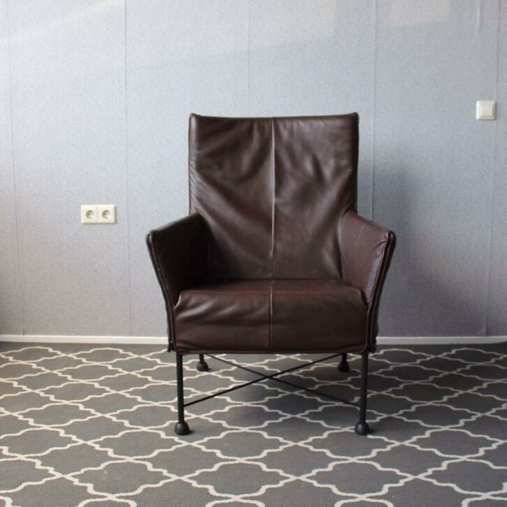 2 Montis Charly fauteuils donkerbruin leder, Niet ingevuld, Niet ingevuld, Leer, Ophalen of Verzenden