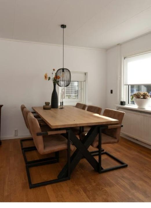 Eettafel set inclusief 6 stoelen., Huis en Inrichting, Tafels | Eettafels, Ophalen, Gebruikt, Eikenhout, 200 cm of meer