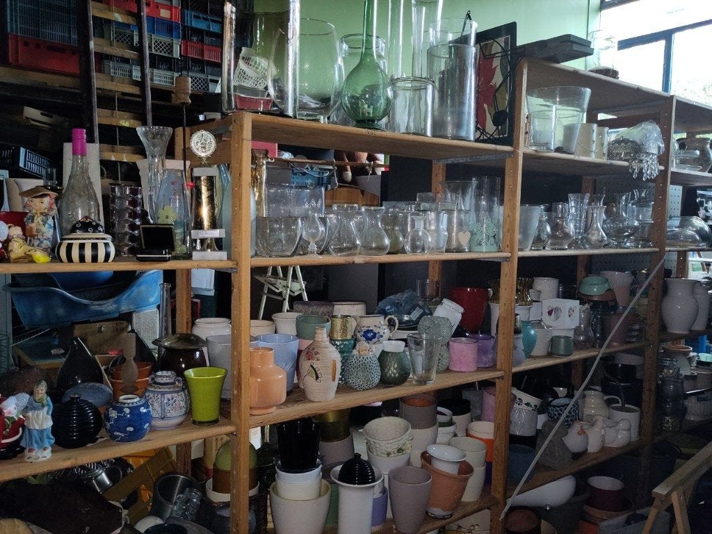 Vazen en Potten van glas en steen         Kandelaars, Huis en Inrichting, Ophalen, Overige materialen, Meerkleurig, 20 cm