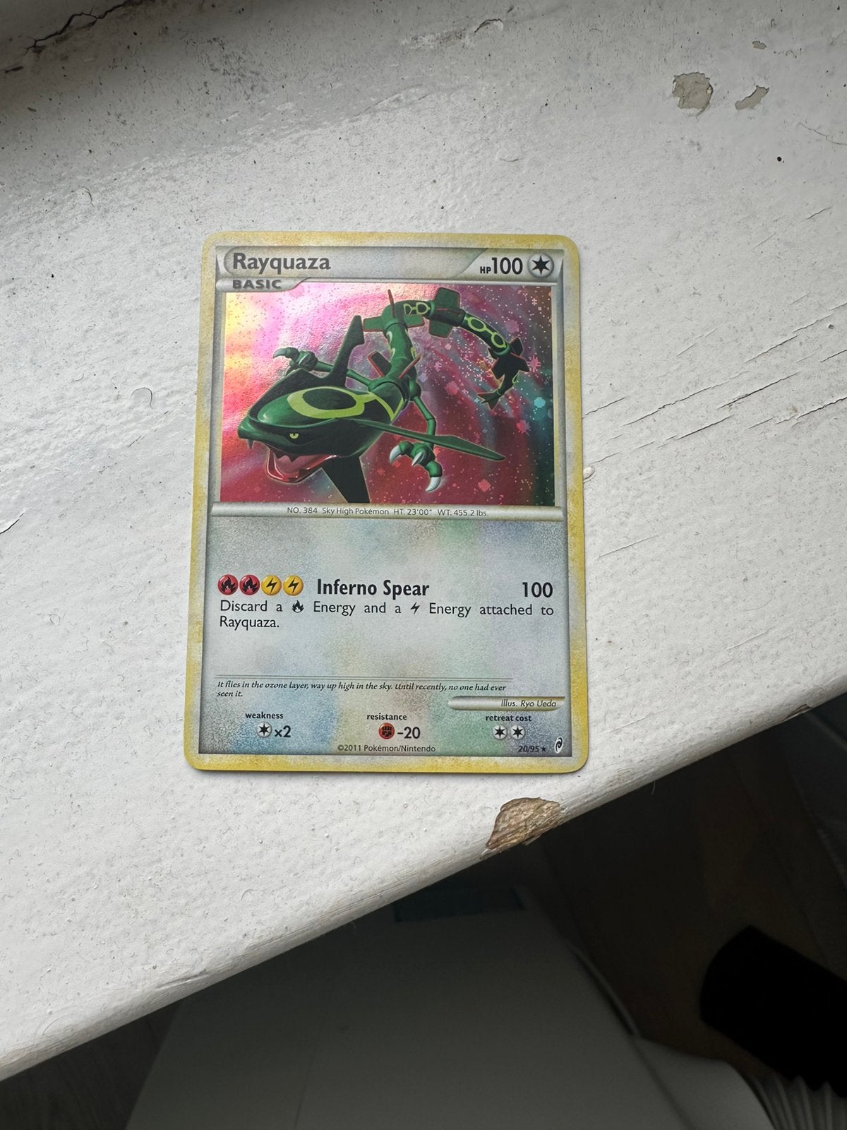 Call of legends Rayquaza holo (CL 20) ex conditie, Hobby en Vrije tijd, Ophalen of Verzenden, Zo goed als nieuw, Losse kaart, Foil