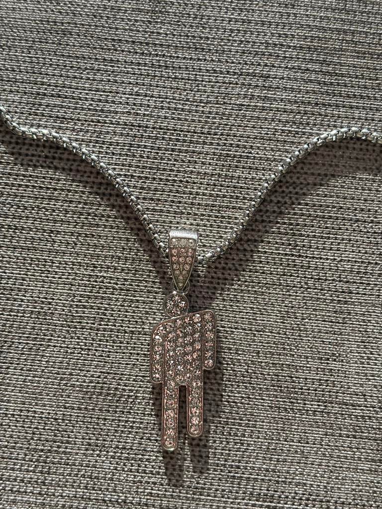 Zilveren Billie Eilish Blohsh ketting, Sieraden, Tassen en Uiterlijk, Kettingen, Nieuw, Ophalen of Verzenden, Zilver, Overige materialen