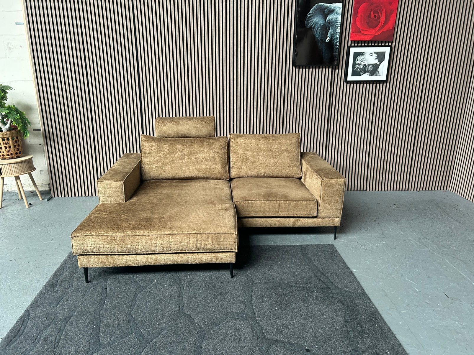 GRATIS LEVERING VELVET GOUDEN HOEKBANK 212X156 GEREINIGD, Ophalen of Verzenden, Zo goed als nieuw, 200 tot 250 cm, Vierpersoons of meer